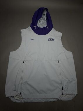 TCU Horned Frogs On-Field Nike Jacket - Sleeveless w/Hood Men’s XXL Grey Purple
